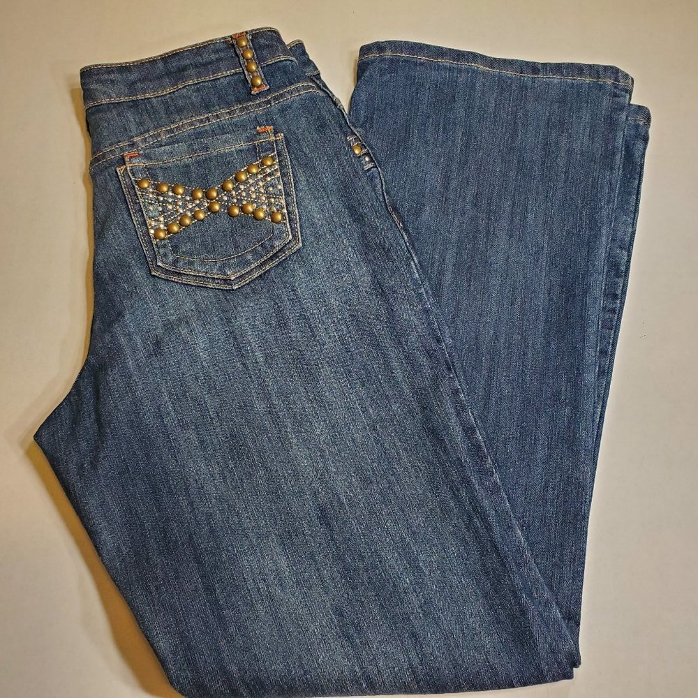 Baccini button studded rivet jeans size 8